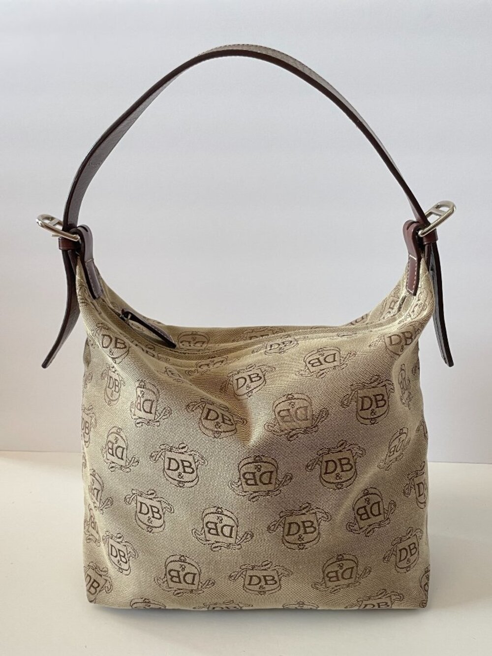 Dooney & Bourke Donegal Crest monogram Women's Beige Brown Shoulder Hobo Bag